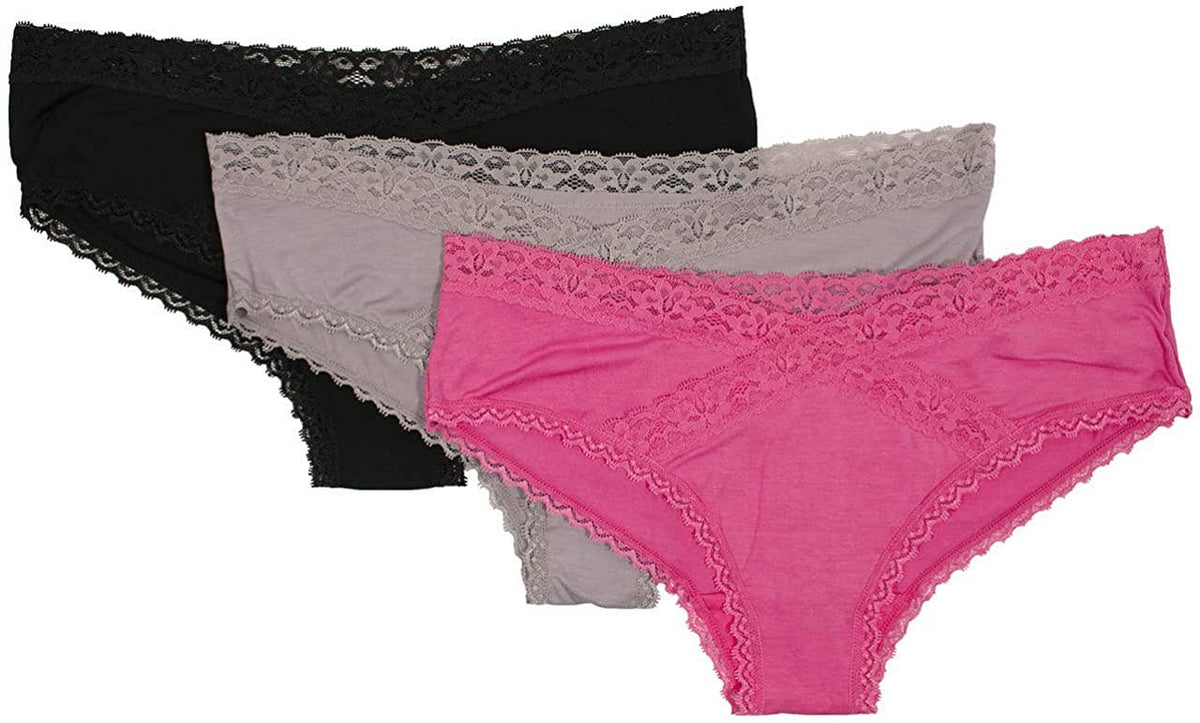Modal Hipster featuring Crossed Lace Trim: Black
