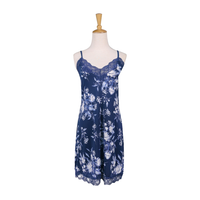 Chemise & Robe Set - Navy & White Rosehips