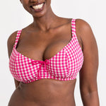 Curvy Kate Swimwear Holiday Check Raspberry Scooped Balcony Bikini Top