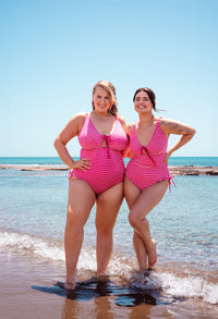 Curvy Kate Holiday Check Non Wired Swimsuit Raspberry Pink