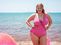 Curvy Kate Holiday Check Non Wired Swimsuit Raspberry Pink
