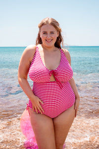 Curvy Kate Holiday Check Non Wired Swimsuit Raspberry Pink