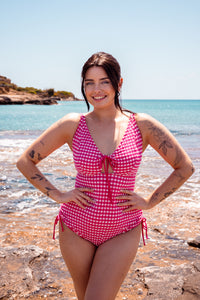 Curvy Kate Holiday Check Non Wired Swimsuit Raspberry Pink