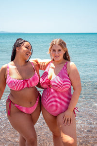 Curvy Kate Holiday Check Non Wired Swimsuit Raspberry Pink