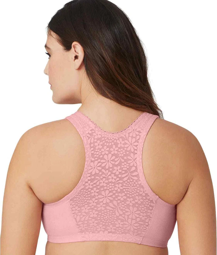 Front-Closure Cotton T-Back Comfort Bra Pink Blush