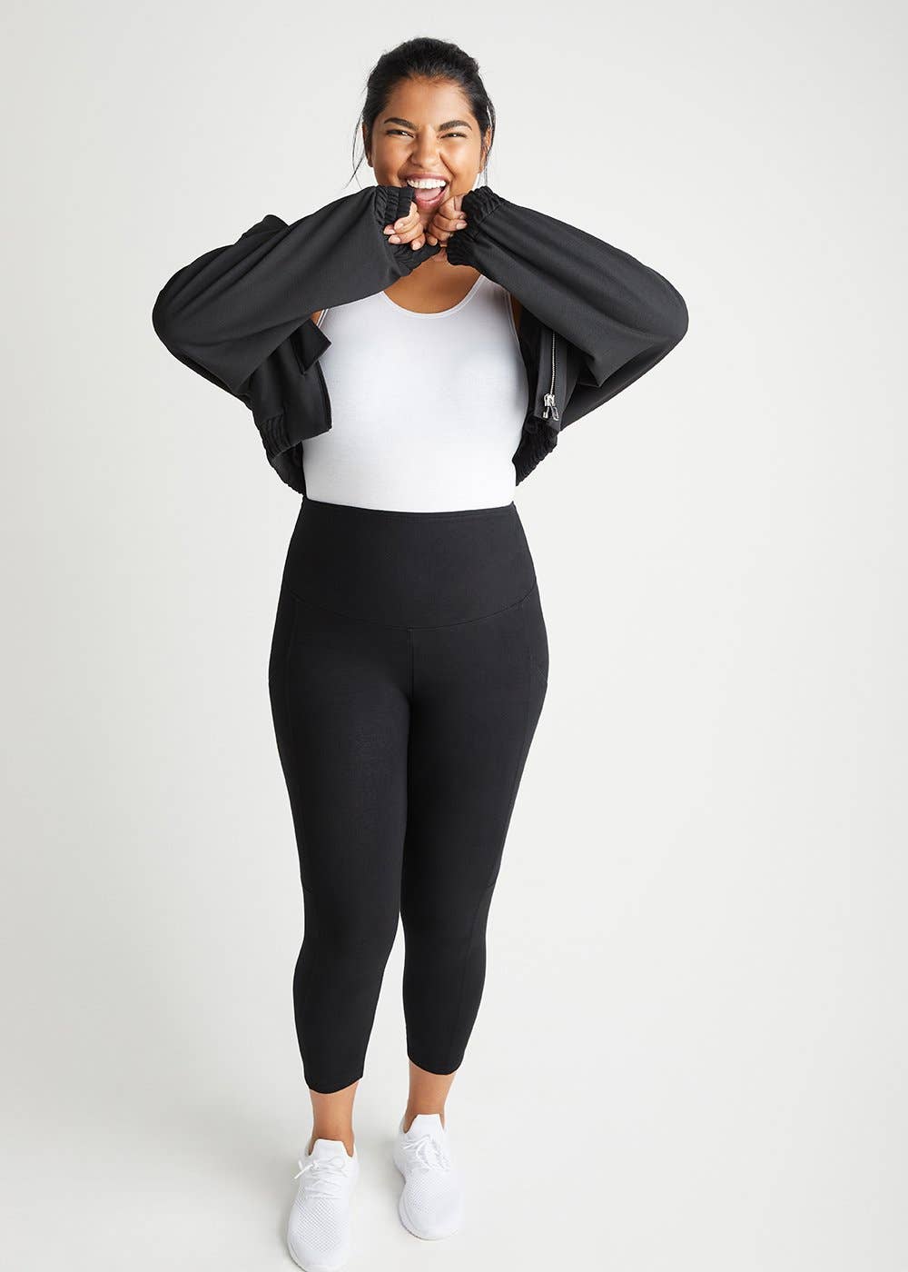 Yummie-Gloria Ankle Shaping Legging with Pockets - Cotton Stretch Black