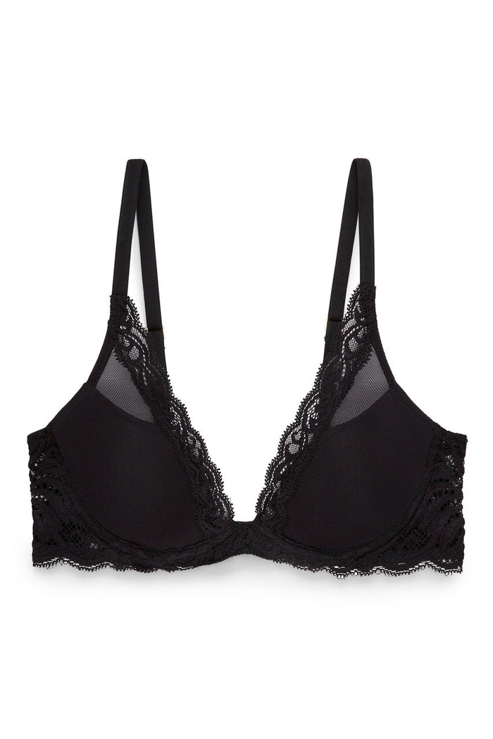 Natori Feathers Contour Plunge- Black