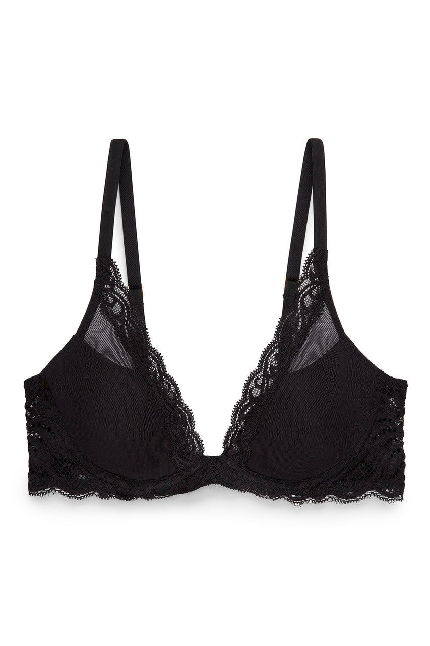 Natori Feathers Contour Plunge- Black